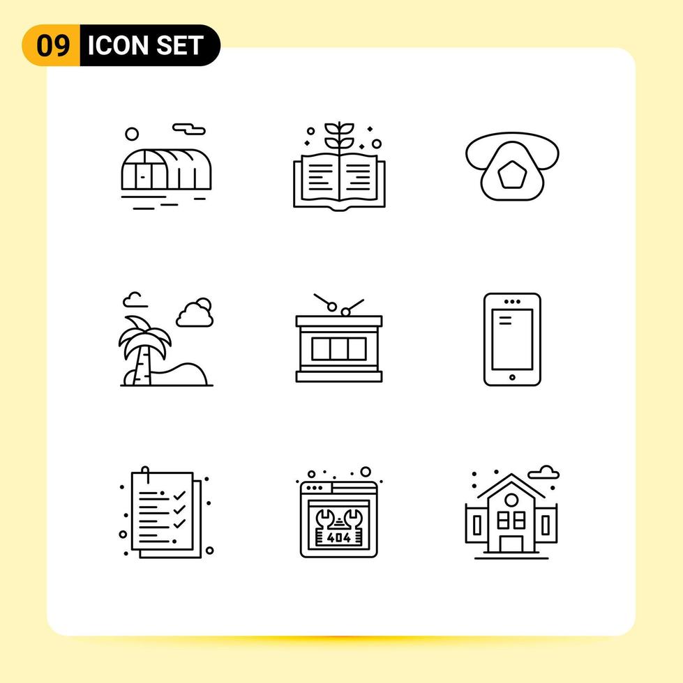 estoque vetor ícone pacote do 9 linha sinais e símbolos para parada instrumento Telefone tambor árvore editável vetor Projeto elementos
