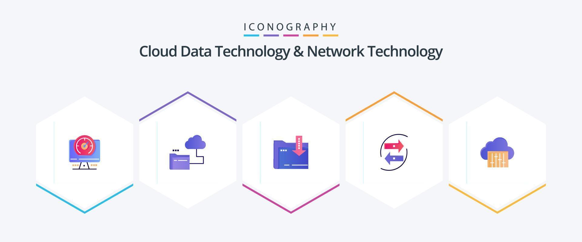 nuvem dados tecnologia e rede tecnologia 25 plano ícone pacote Incluindo papel. troca. pasta. dados. chang vetor