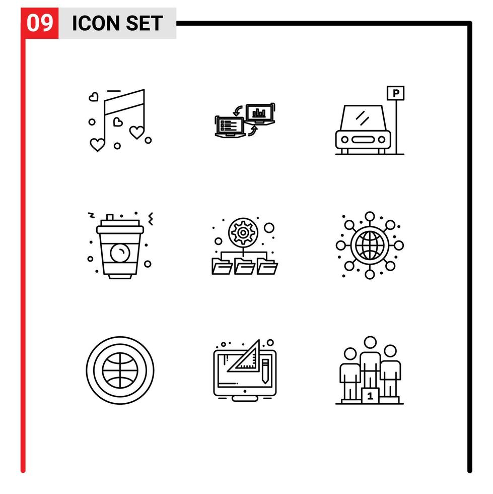 9 do utilizador interface esboço pacote do moderno sinais e símbolos do Comida vidro dados refrigerante placa editável vetor Projeto elementos