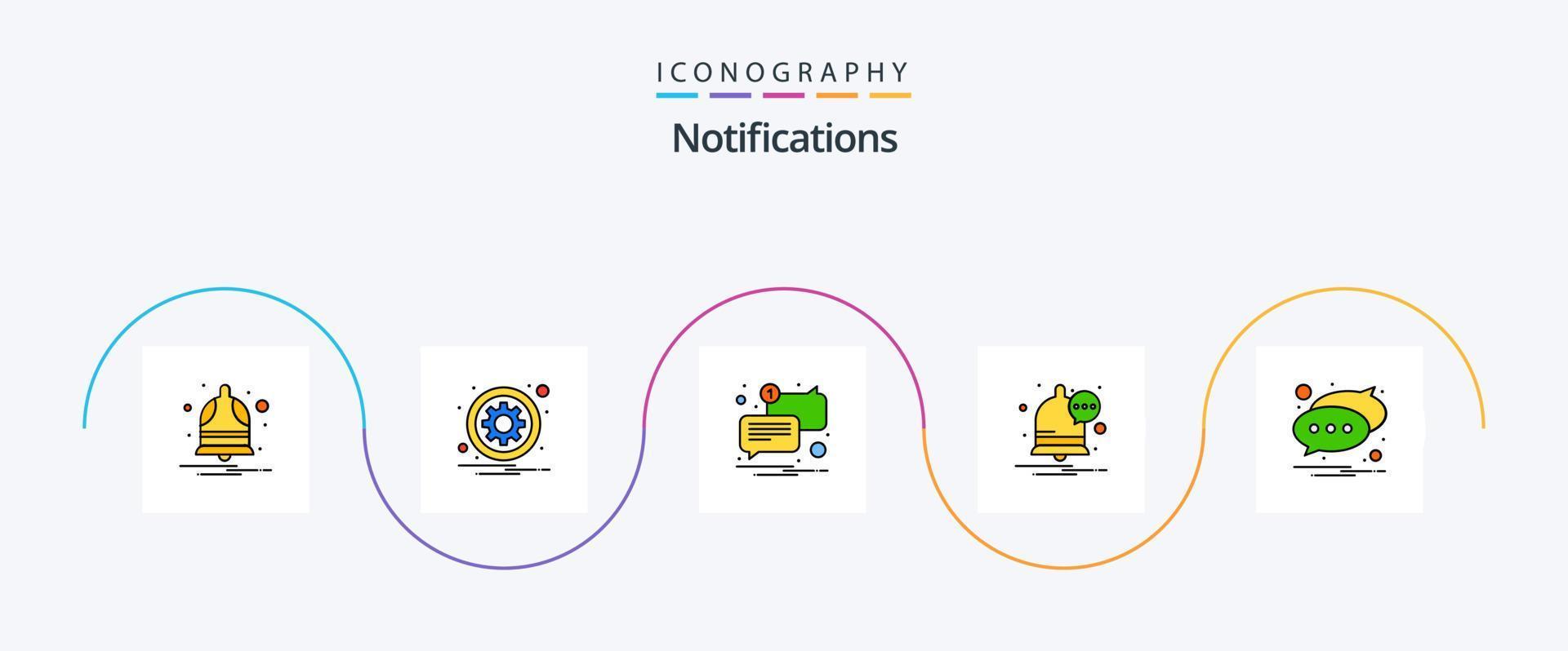 notificações linha preenchidas plano 5 ícone pacote Incluindo notificação. notificação. opções. mensagem. Não lida vetor