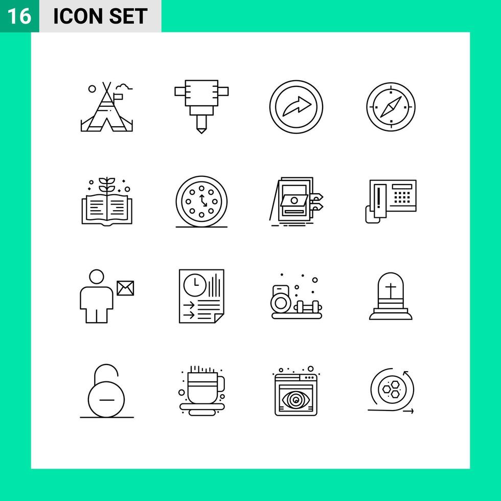 16 do utilizador interface esboço pacote do moderno sinais e símbolos do encontro relógio navegação conhecimento livro editável vetor Projeto elementos