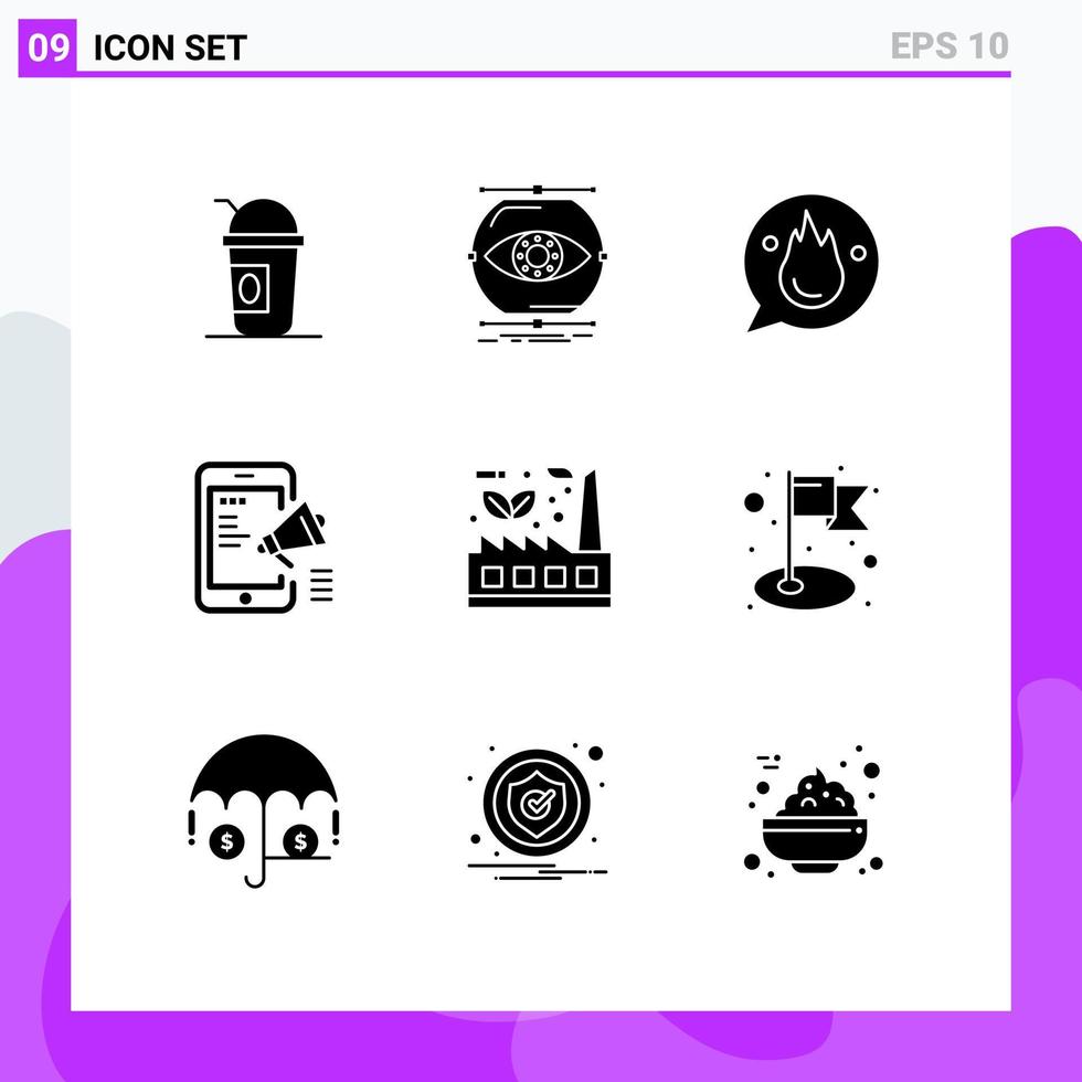 9 temático vetor sólido glifos e editável símbolos do Móvel digital campanha visão propaganda motivação editável vetor Projeto elementos