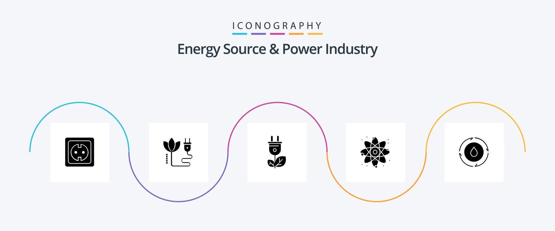 energia fonte e poder indústria glifo 5 ícone pacote Incluindo energia. poder. plugue. energia . poder vetor