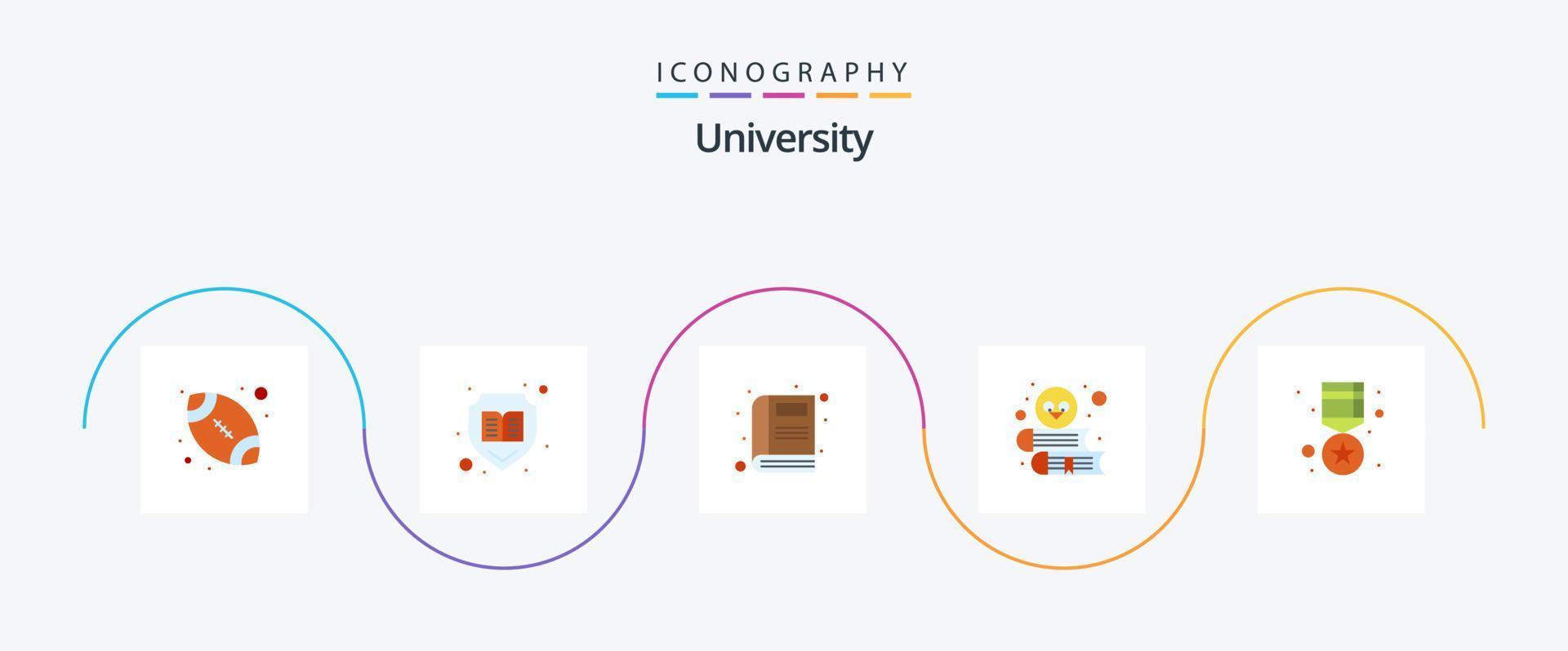 universidade plano 5 ícone pacote Incluindo medalha. professor. livro. estudar. livro vetor