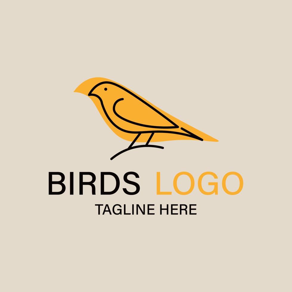 logotipo de arte de linha de pássaros, ícone com emblema e símbolo, design de ilustração vetorial vetor