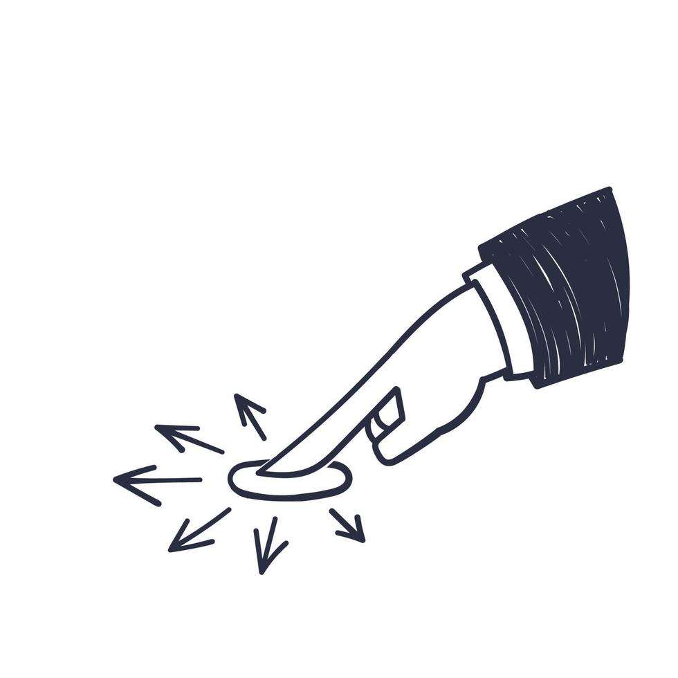 ilustração de ícone de interação de tela de toque de dedo desenhada de mão vetor