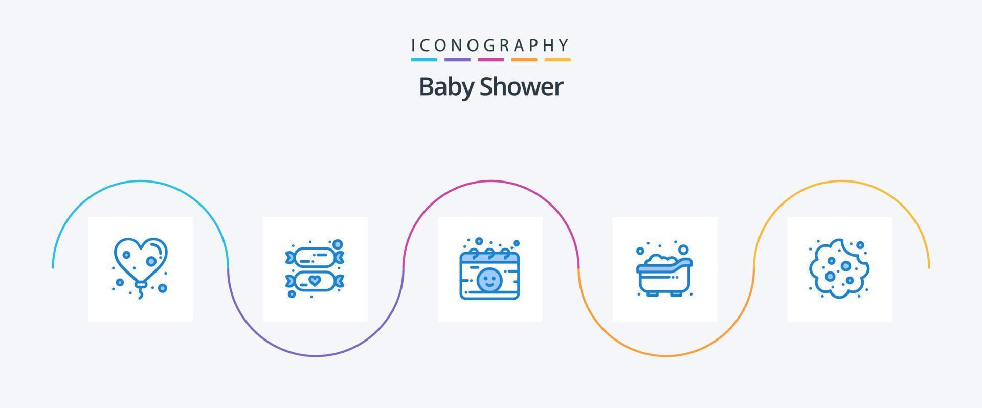bebê chuveiro azul 5 ícone pacote Incluindo comer. bebê. ginecologia. miúdo. banho vetor