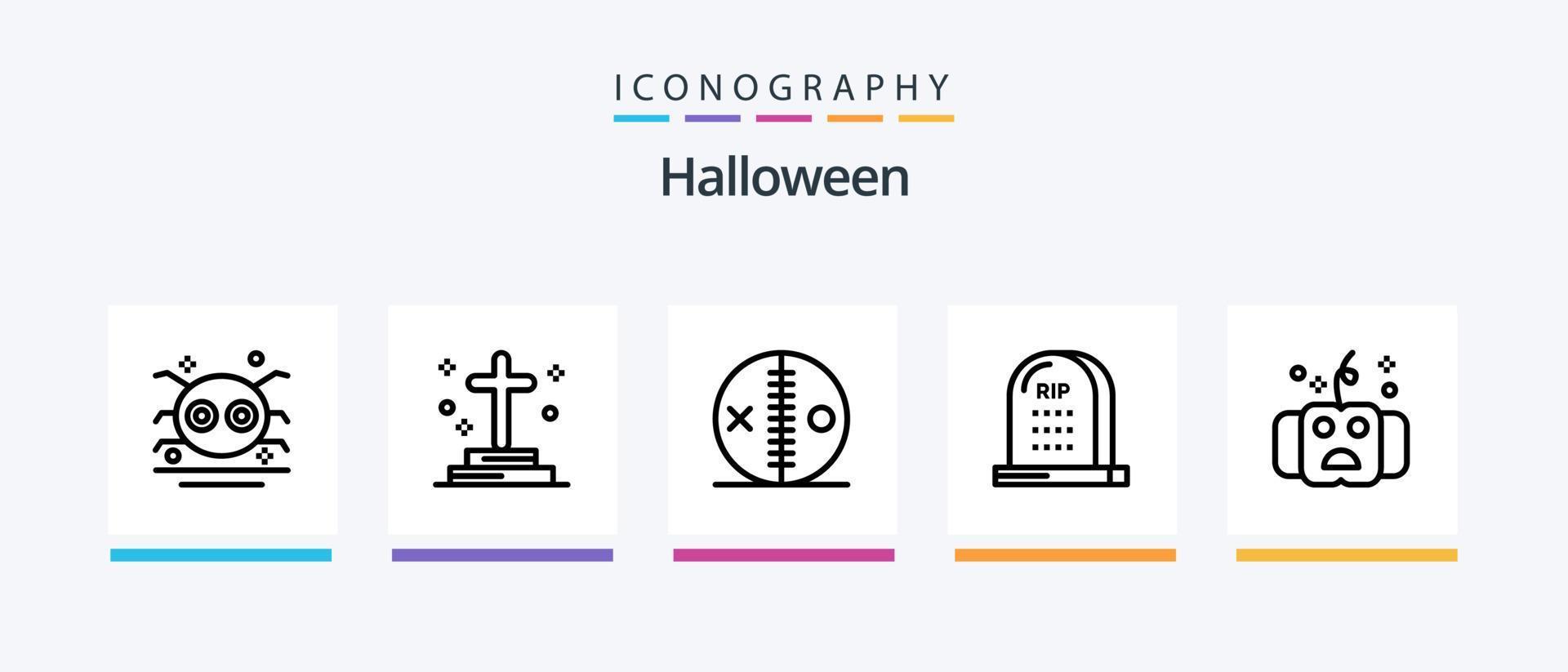 dia das Bruxas linha 5 ícone pacote Incluindo funeral. caixão. fantasma. caixão. dia das Bruxas. criativo ícones Projeto vetor