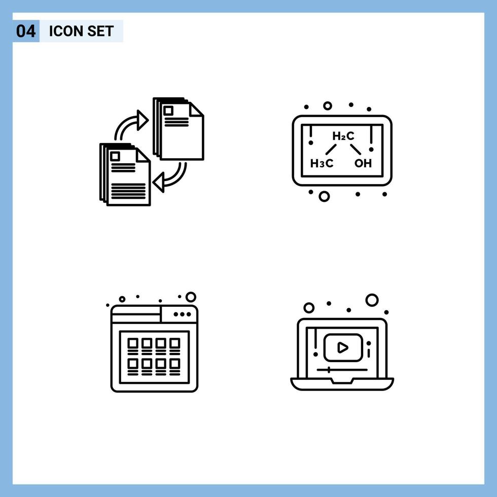 estoque vetor ícone pacote do 4 linha sinais e símbolos para partilha Comprar documento etanol produtos editável vetor Projeto elementos