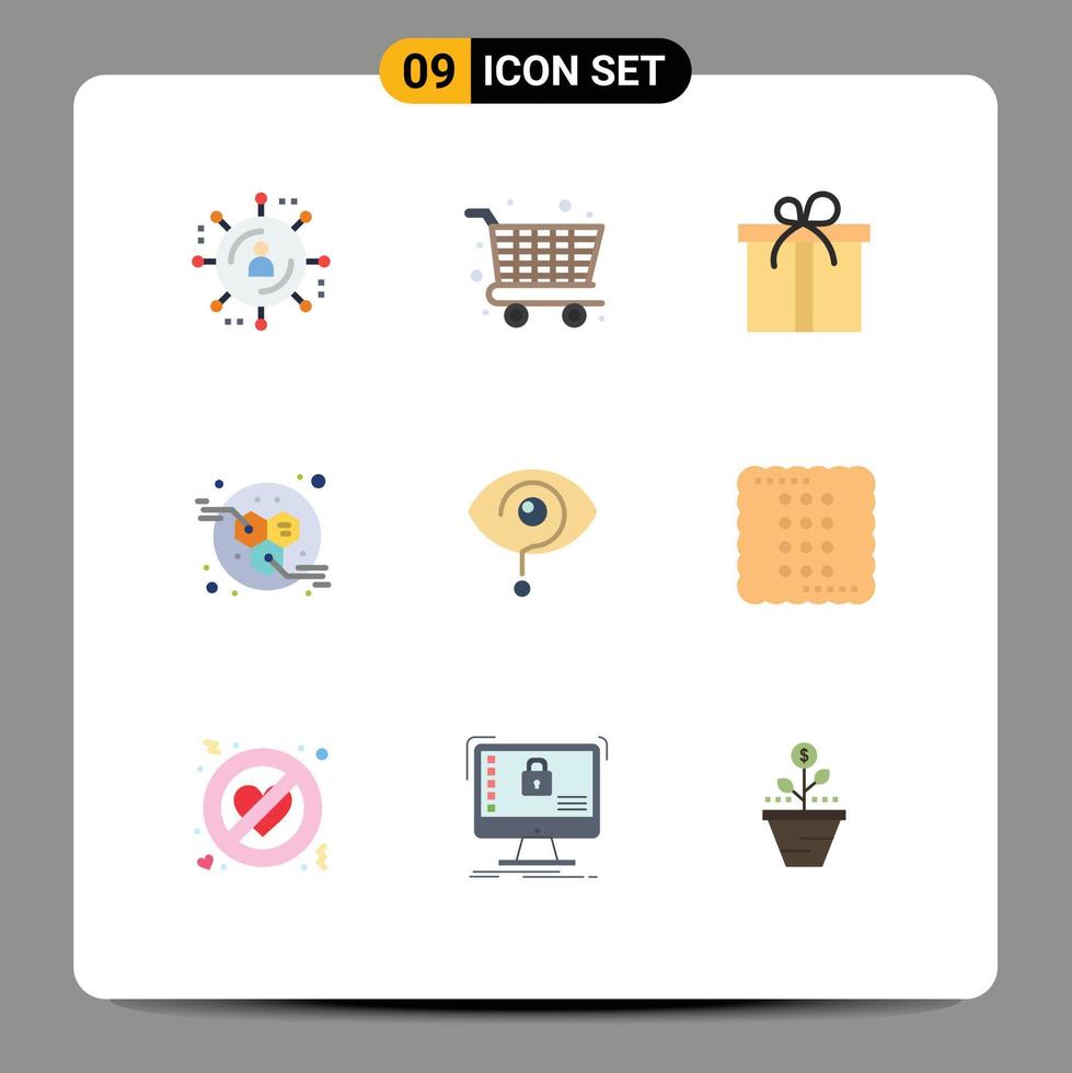 9 do utilizador interface plano cor pacote do moderno sinais e símbolos do bolacha conhecimento motivação olho curioso editável vetor Projeto elementos