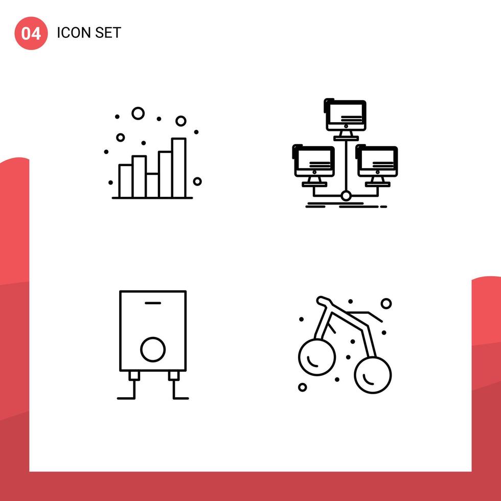 estoque vetor ícone pacote do 4 linha sinais e símbolos para analytics caldeira rede conexão água editável vetor Projeto elementos