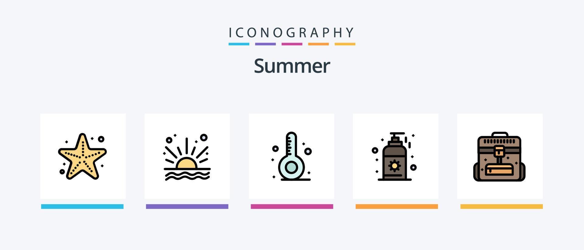 verão linha preenchidas 5 ícone pacote Incluindo baga. viagem. oceano. verão. feriado. criativo ícones Projeto vetor