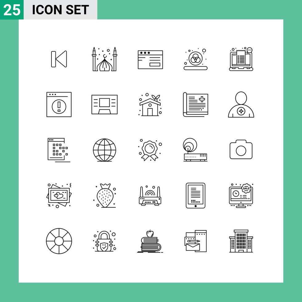 linha pacote do 25 universal símbolos do conta Projeto lua cor estude editável vetor Projeto elementos