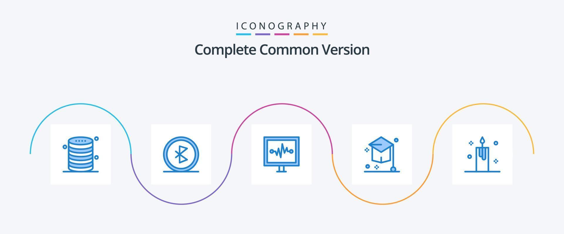 completo comum versão azul 5 ícone pacote Incluindo chapéu. grau. rede. faculdade. pulso vetor