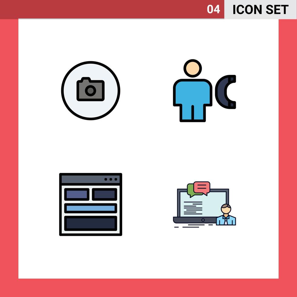 conjunto do 4 vetor linha preenchida plano cores em rede para Câmera comunicação ui ligar contato nos editável vetor Projeto elementos