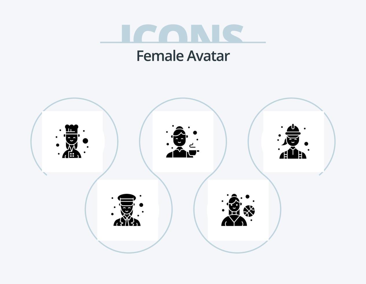 fêmea avatar glifo ícone pacote 5 ícone Projeto. construção. cozinha. chefe de cozinha. fêmea. avatar vetor
