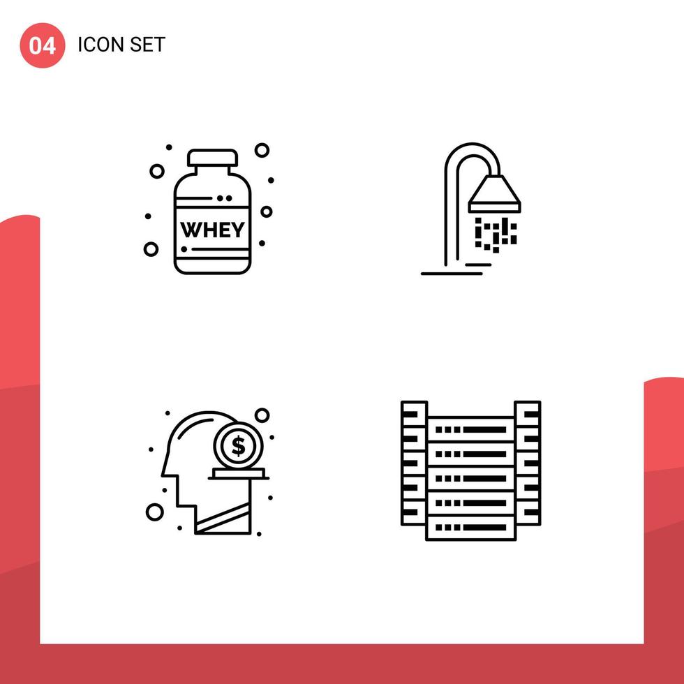 4 universal linha sinais símbolos do nutrição cabeça soro de leite serviço mente editável vetor Projeto elementos