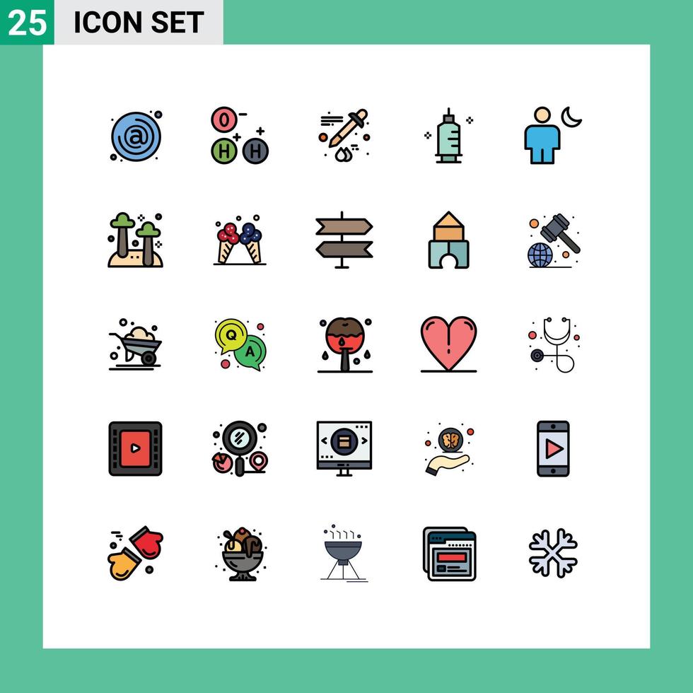 conjunto do 25 vetor preenchidas linha plano cores em rede para humano avatar cor seringa remédio editável vetor Projeto elementos