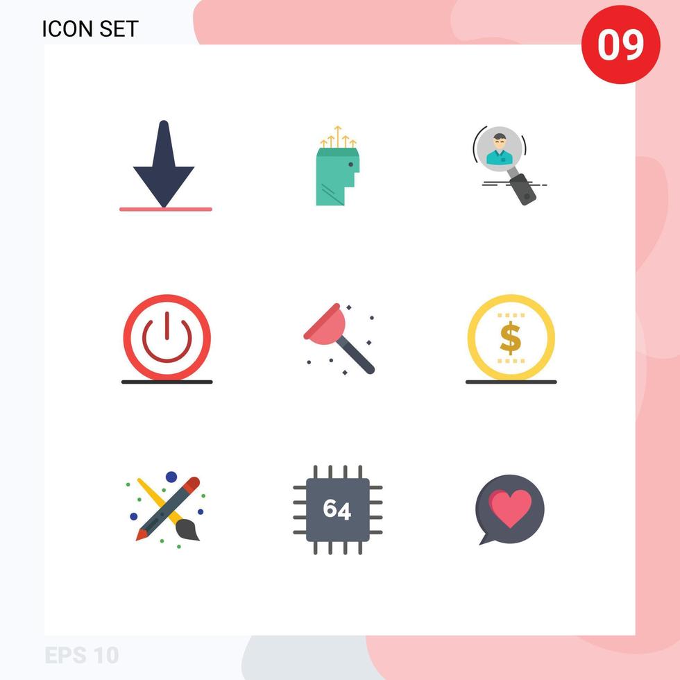 9 universal plano cores conjunto para rede e Móvel formulários poder fora empregado básico Recursos editável vetor Projeto elementos