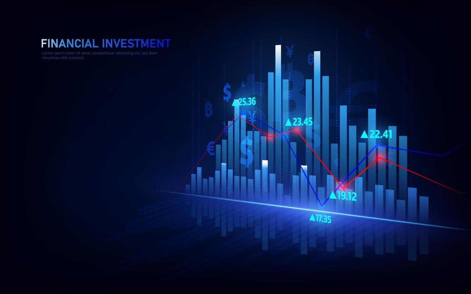 mercado de ações ou gráfico de negociação forex no conceito gráfico adequado para investimento financeiro ou negócios de tendências econômicas. vetor