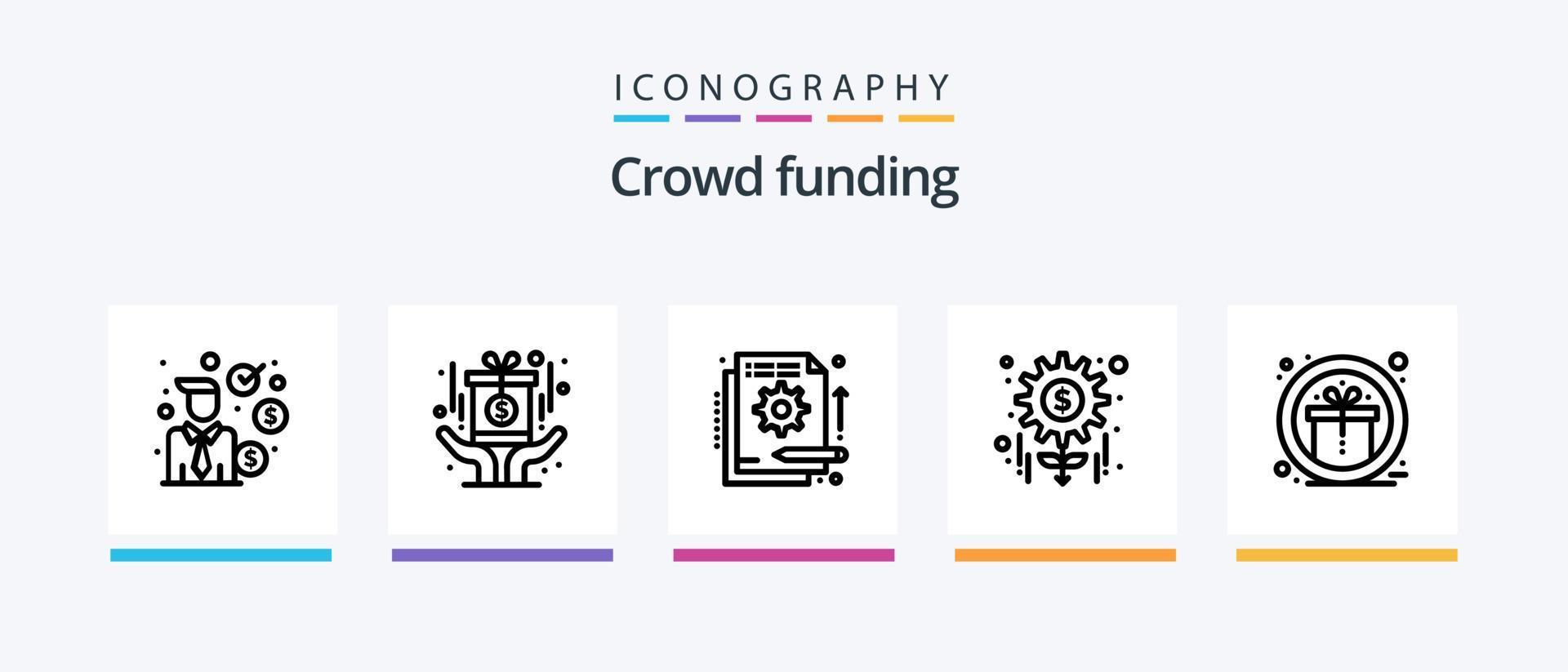 financiamento colaborativo linha 5 ícone pacote Incluindo negócios. marco. Preto. investimento. buraco de minhoca. criativo ícones Projeto vetor