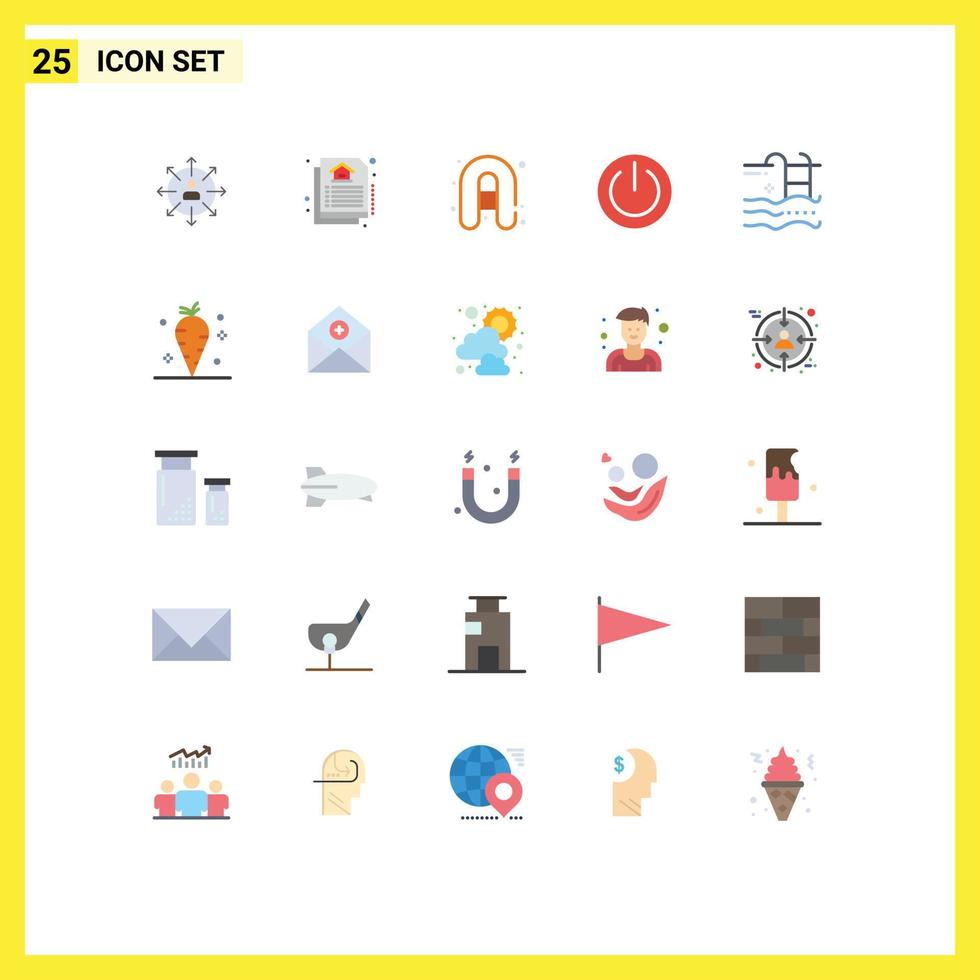 Móvel interface plano cor conjunto do 25 pictogramas do ui em Estado fora viagem editável vetor Projeto elementos