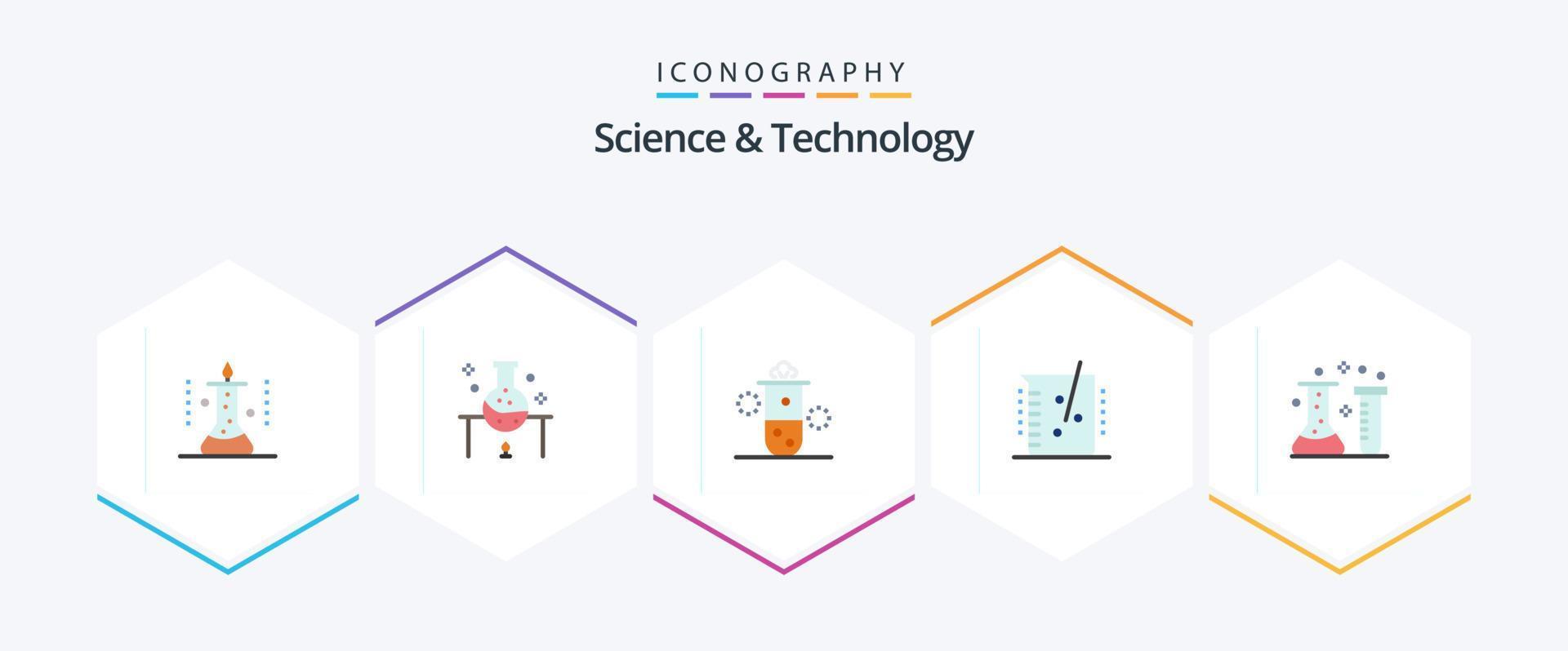 Ciência e tecnologia 25 plano ícone pacote Incluindo . . Ciência. laboratório. químico indústria vetor