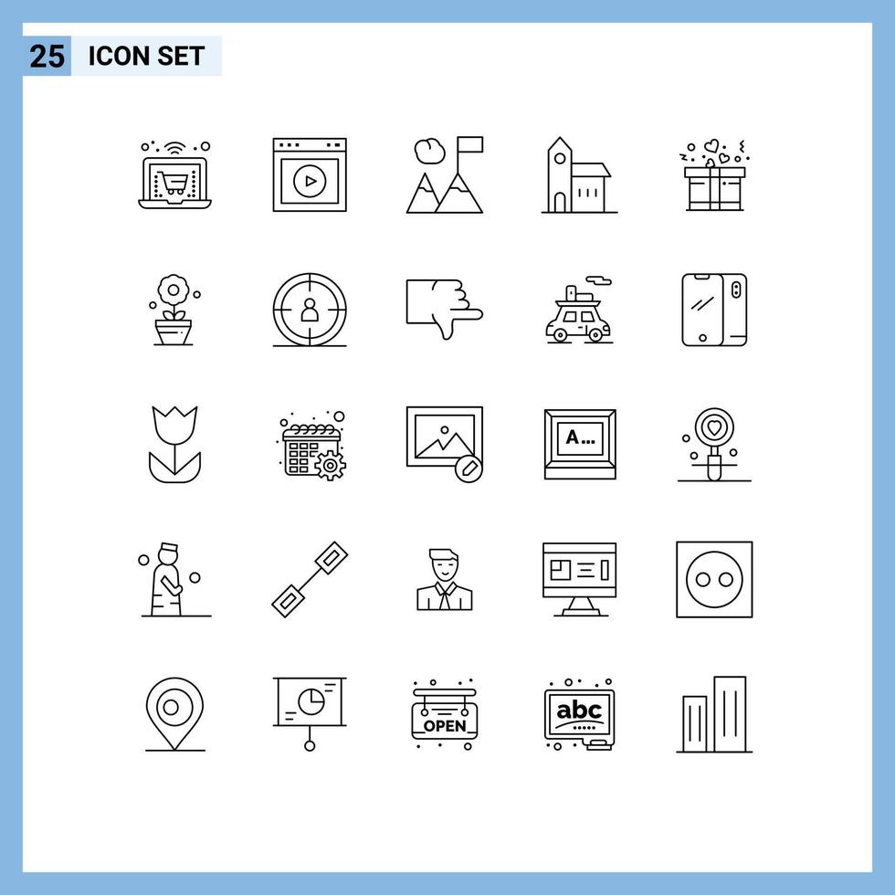 25 do utilizador interface linha pacote do moderno sinais e símbolos do amor mosteiro o negócio histórico cristão editável vetor Projeto elementos
