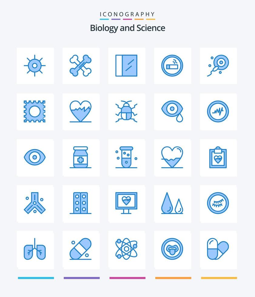 criativo biologia 25 azul ícone pacote tal Como medicamento. espermas. cocaína. fertilização. laboratório vetor