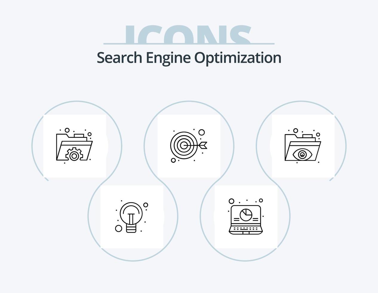 seo linha ícone pacote 5 ícone Projeto. ideia. nuvem. funil. dados. pasta vetor