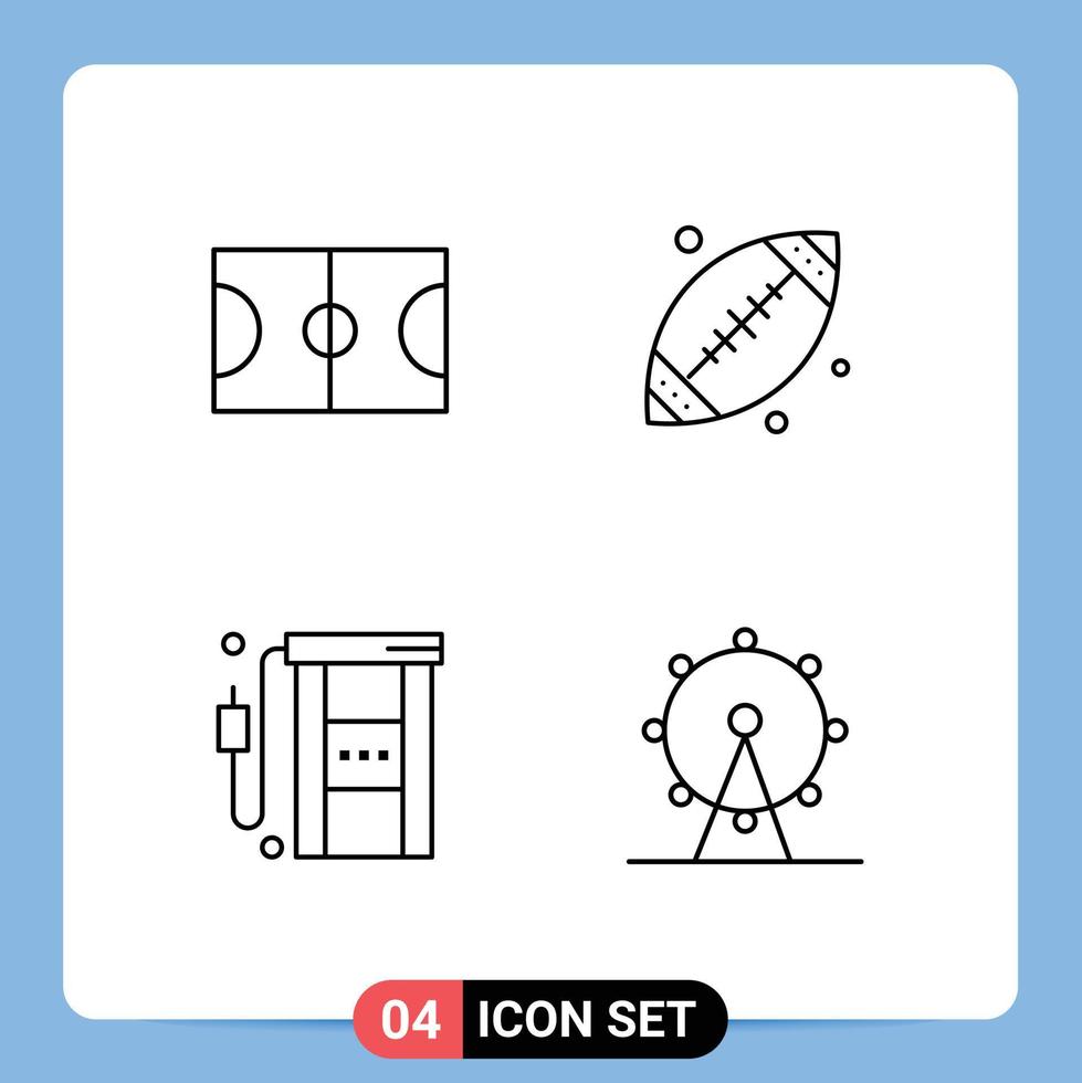 pictograma conjunto do 4 simples linha preenchida plano cores do cesta gás estação bola EUA viagem editável vetor Projeto elementos