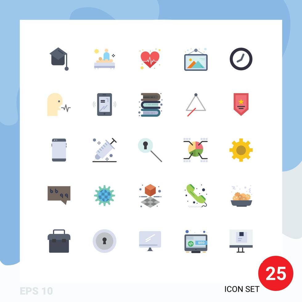 do utilizador interface pacote do 25 básico plano cores do relógio foto spa imagem coração Cuidado editável vetor Projeto elementos