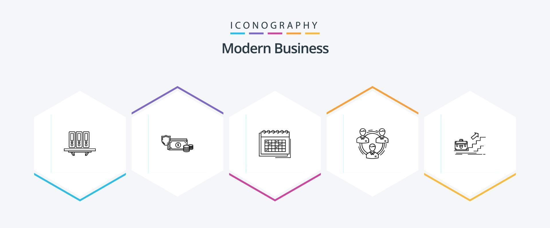 moderno o negócio 25 linha ícone pacote Incluindo evento. negócios. negócios. calendário. dinheiro vetor