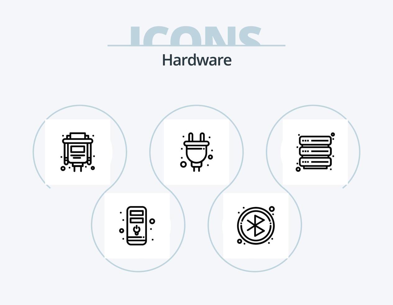 hardware linha ícone pacote 5 ícone Projeto. segurança. hospedagem. hardware. erro. hardware vetor