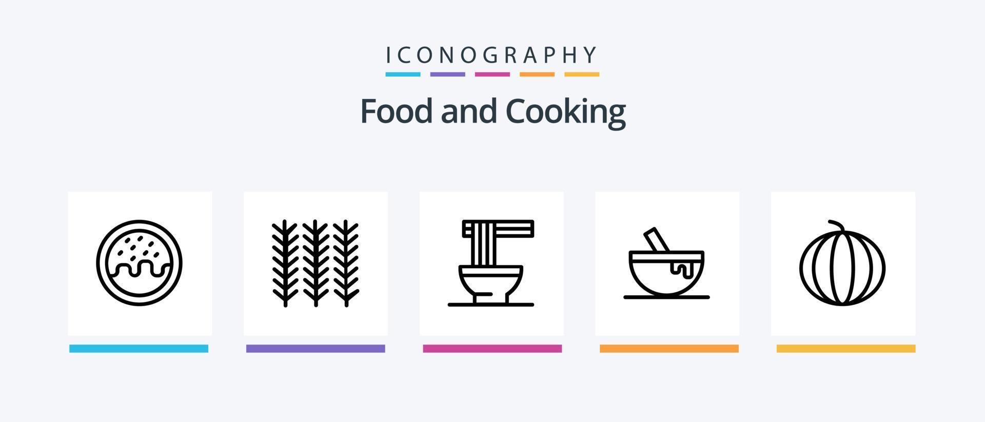 Comida linha 5 ícone pacote Incluindo . Comida. gelo creme. rosquinha. marshmallow. criativo ícones Projeto vetor
