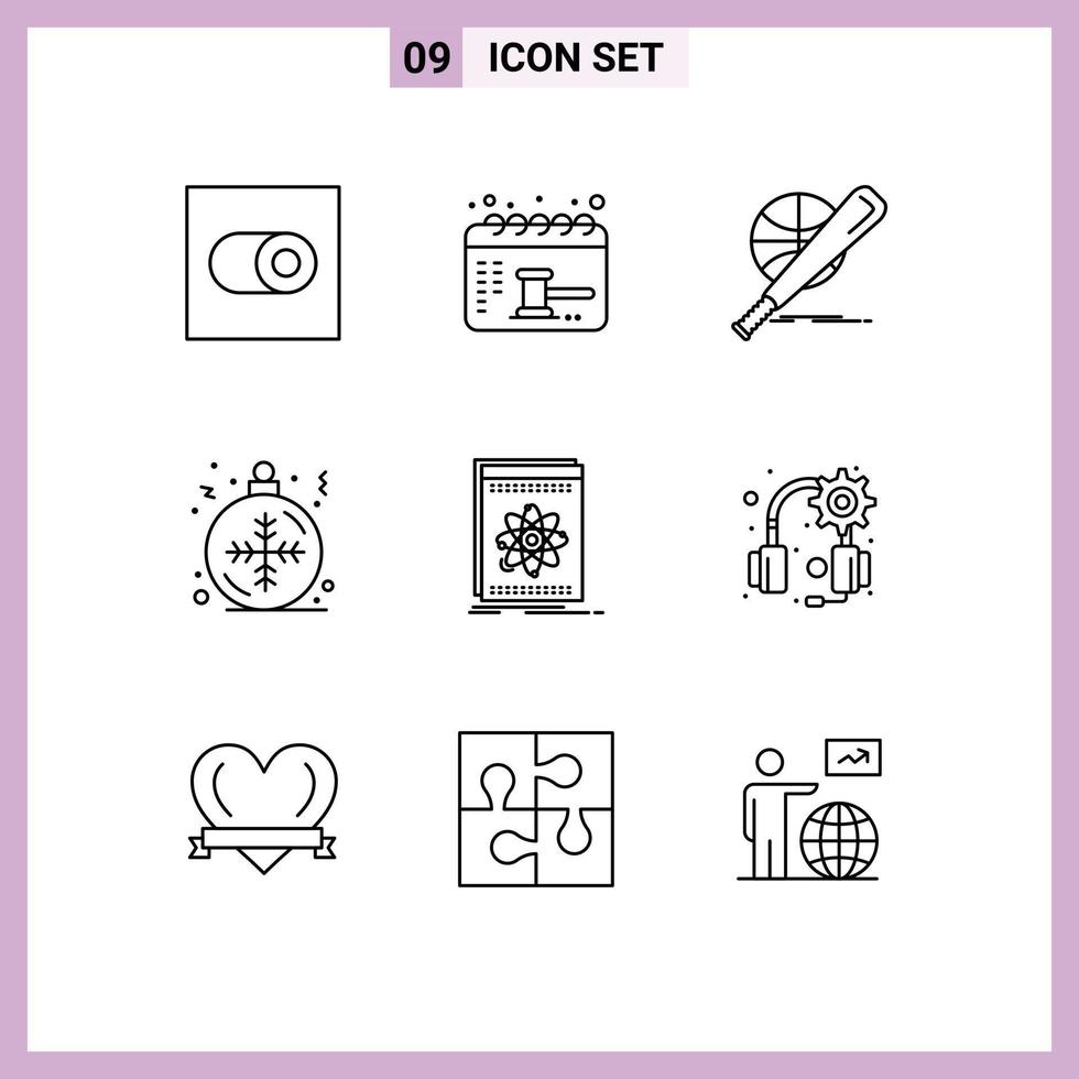 Móvel interface esboço conjunto do 9 pictogramas do inscrição inverno cesta floco de neve bola editável vetor Projeto elementos