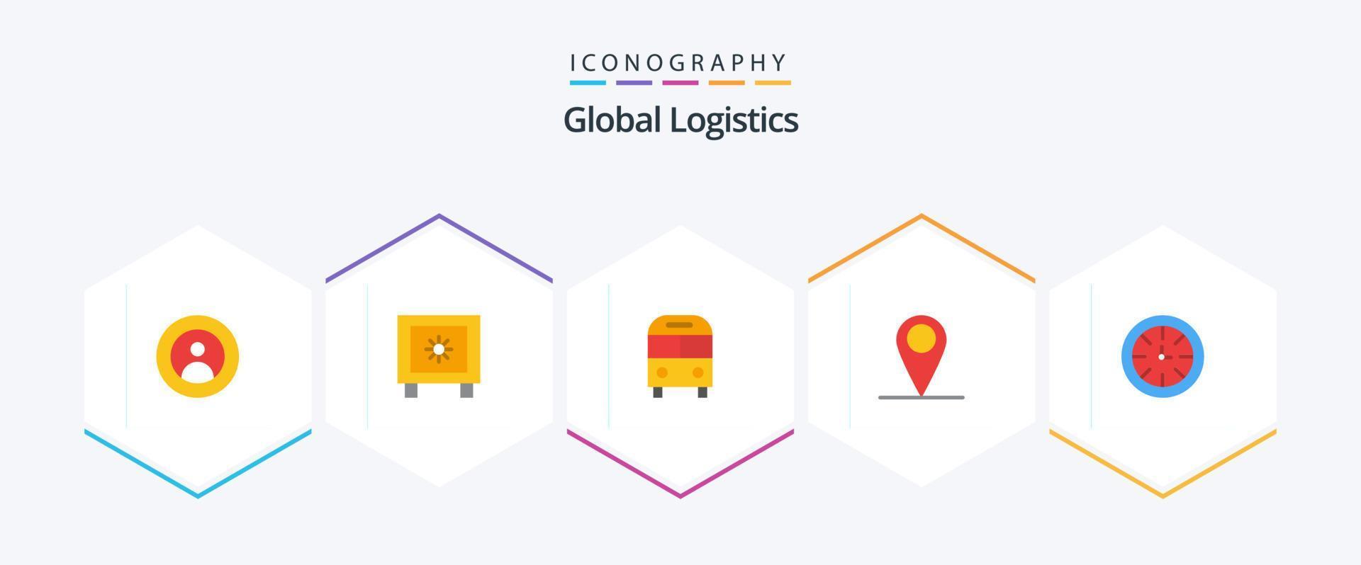 global logística 25 plano ícone pacote Incluindo mundo. localização. logística. global. logístico vetor