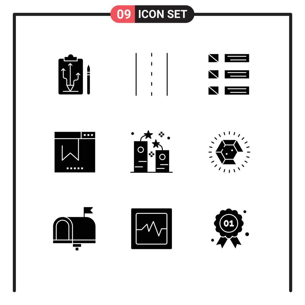 conjunto do 9 moderno ui ícones símbolos sinais para seo marca páginas caminho ui Lista editável vetor Projeto elementos
