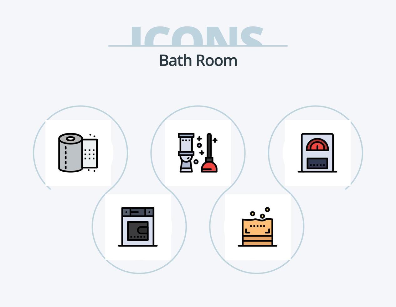 banho quarto linha preenchidas ícone pacote 5 ícone Projeto. . sala. banheiro. banho. banheiro vetor