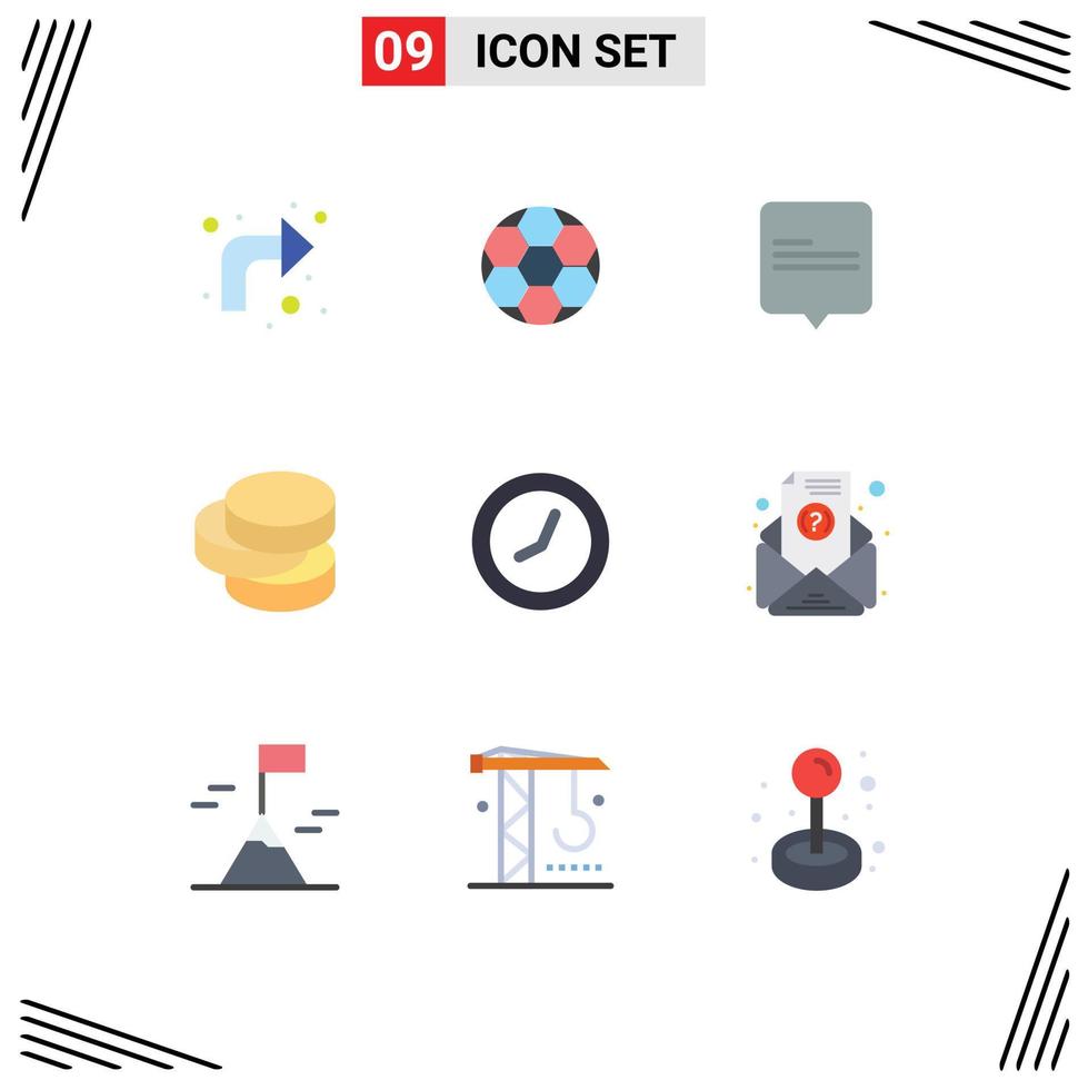 conjunto do 9 moderno ui ícones símbolos sinais para o email Tempo bate-papo relógio moedas editável vetor Projeto elementos