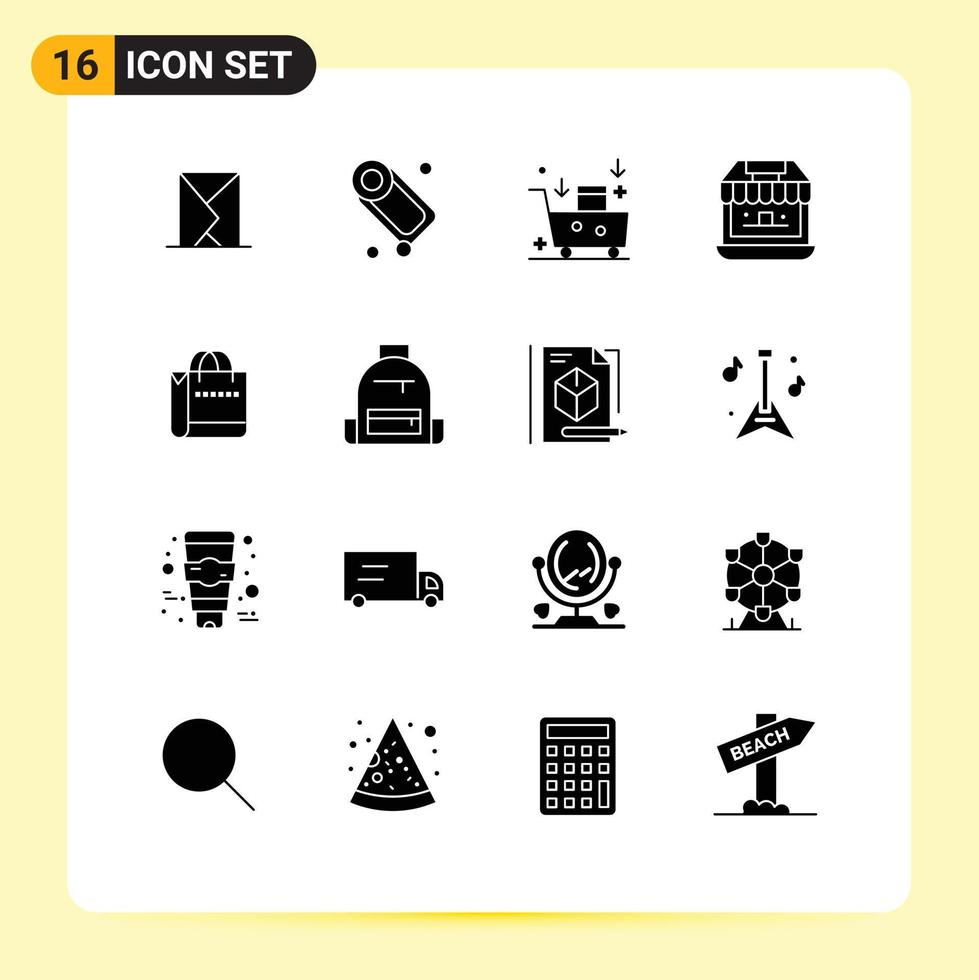 16 do utilizador interface sólido glifo pacote do moderno sinais e símbolos do loja fazer compras Sabonete mercearias emailing editável vetor Projeto elementos