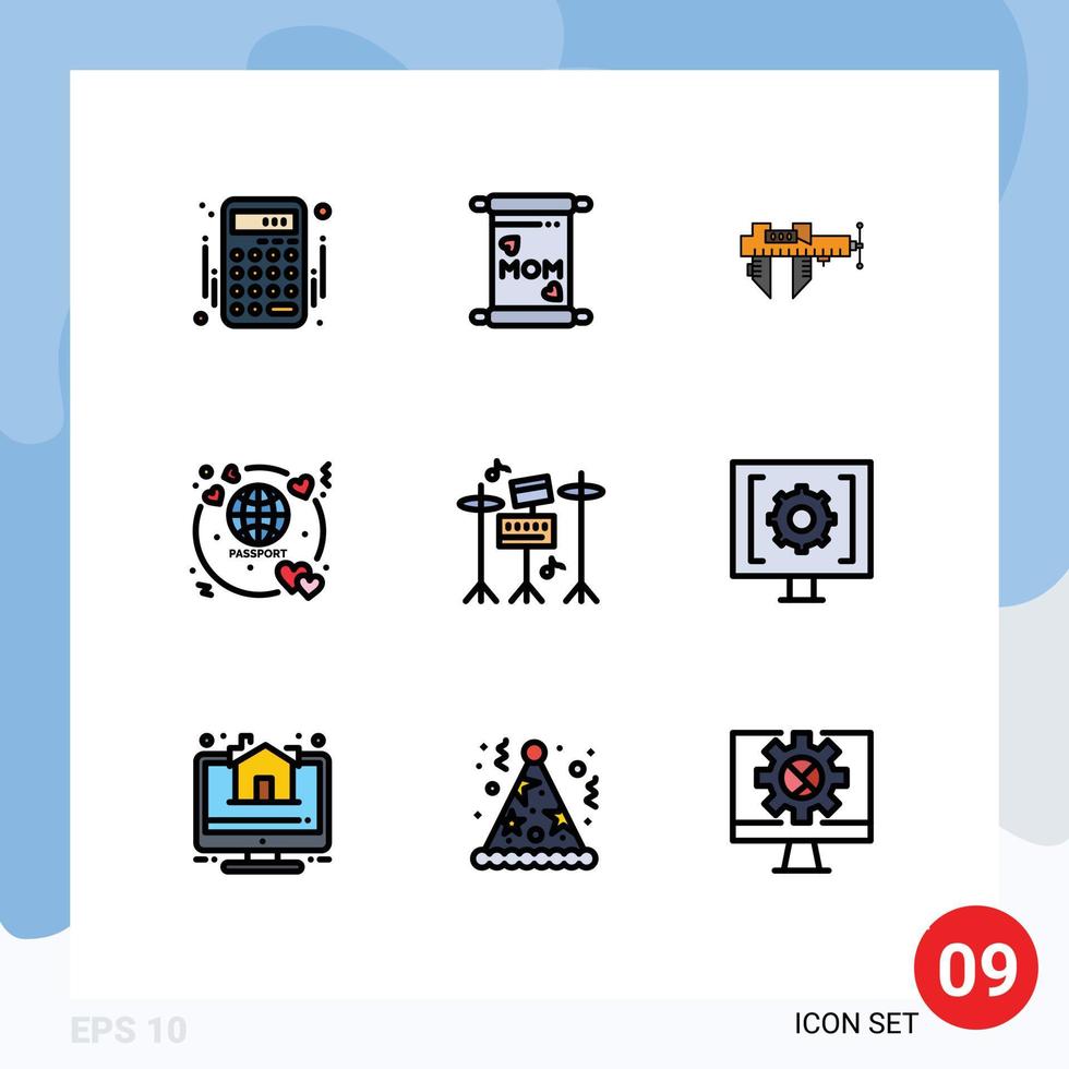 conjunto do 9 moderno ui ícones símbolos sinais para equipamento viagem a medida bilhete lua de mel editável vetor Projeto elementos