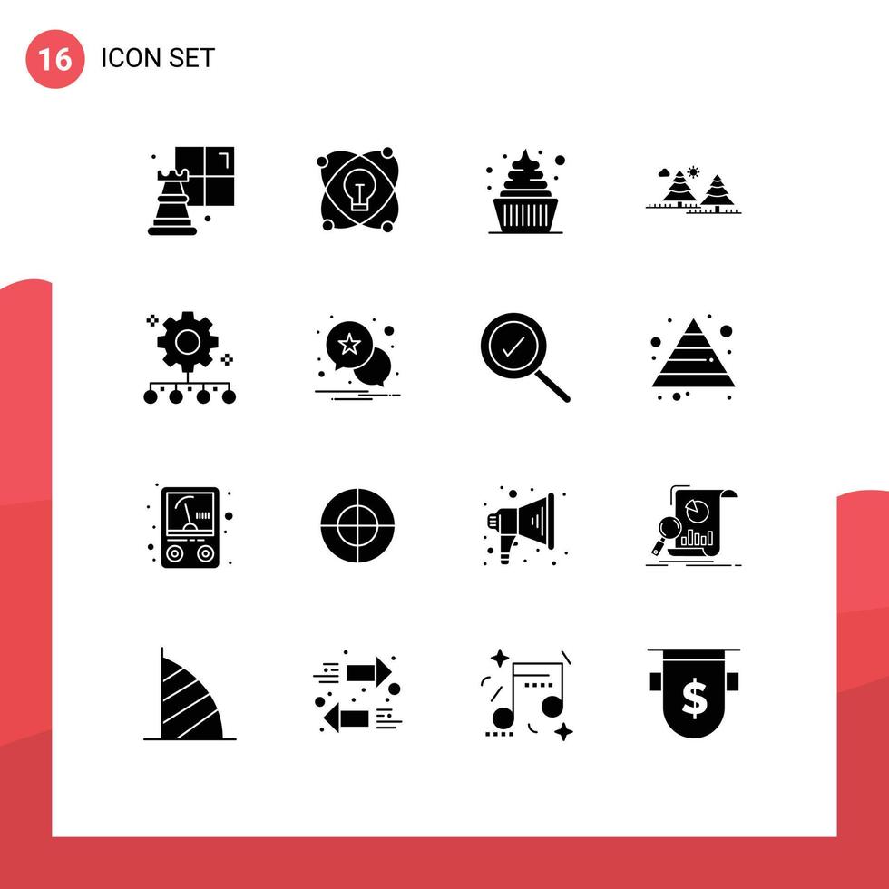 16 criativo ícones moderno sinais e símbolos do equipe gestão pinheiros sobremesa árvore acampamento editável vetor Projeto elementos