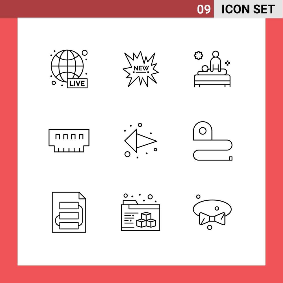pacote do 9 moderno esboços sinais e símbolos para rede impressão meios de comunicação tal Como memória gadget costas dispositivos spa editável vetor Projeto elementos