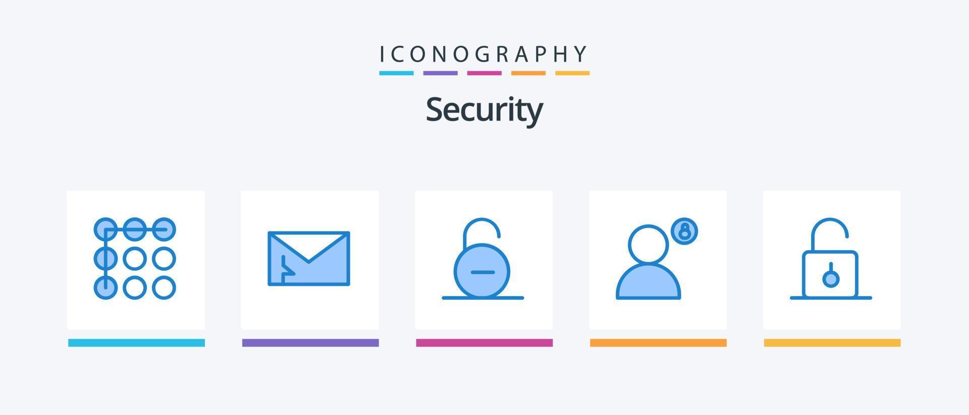 segurança azul 5 ícone pacote Incluindo perfil. senha. trancar. cadeado. segurança. criativo ícones Projeto vetor