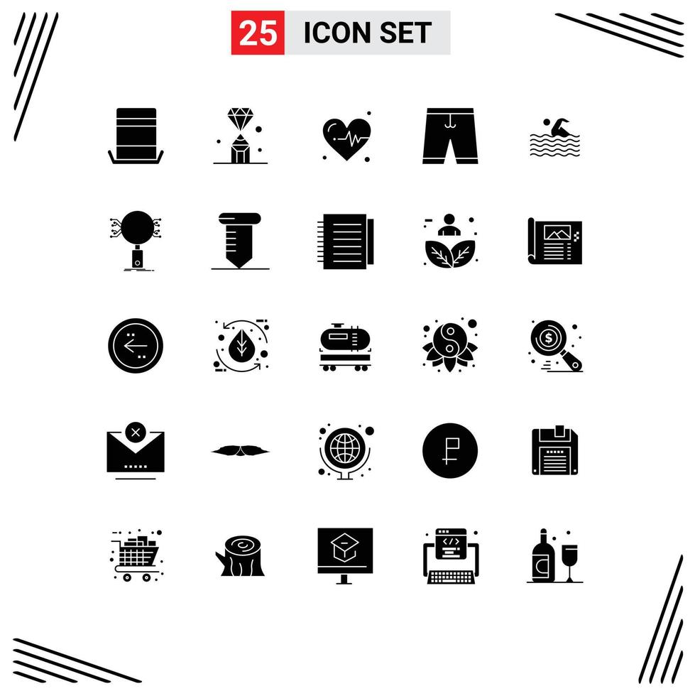 sólido glifo pacote do 25 universal símbolos do atividade vestir valor roupas acessórios editável vetor Projeto elementos