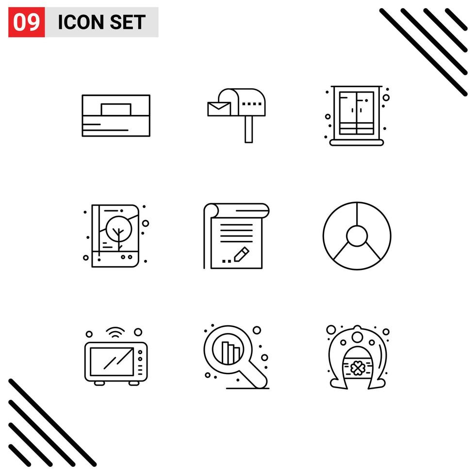 conjunto do 9 moderno ui ícones símbolos sinais para impressão cobrir armário marca identidade casa editável vetor Projeto elementos