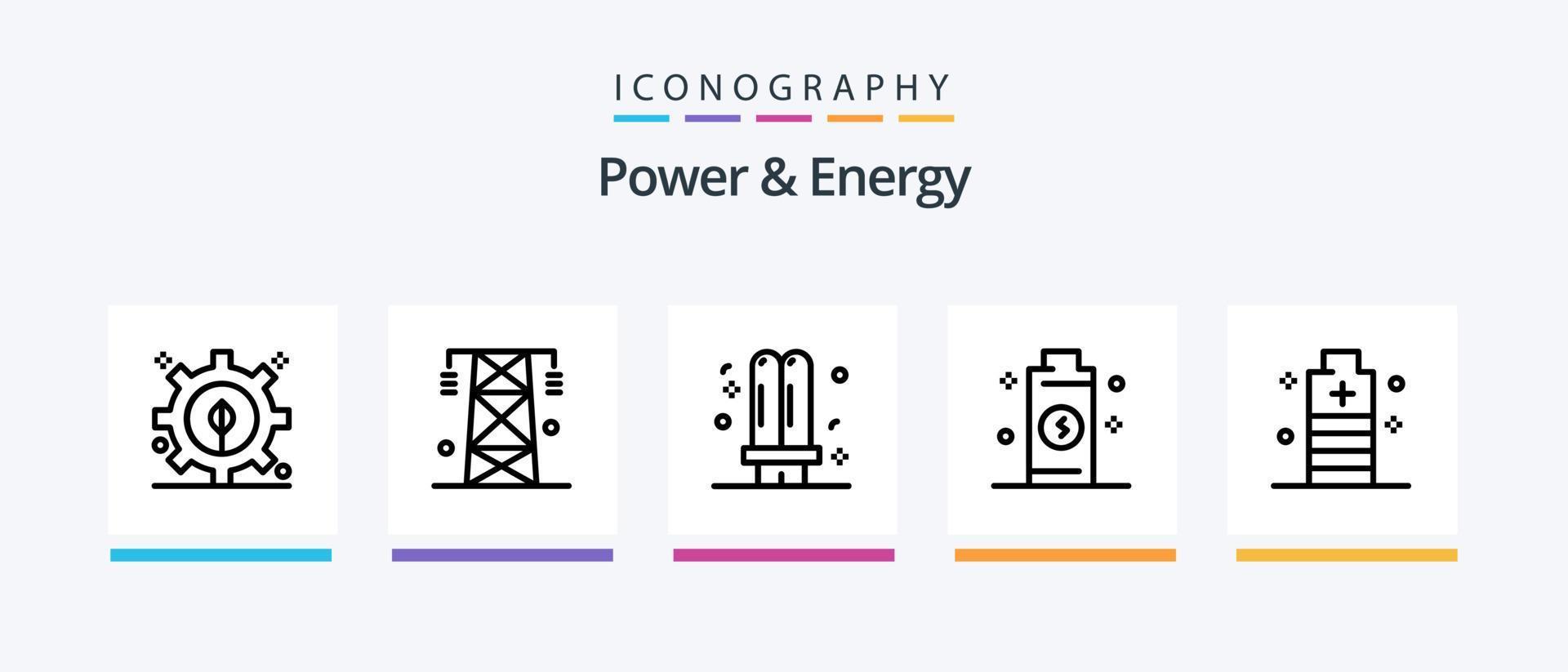 poder e energia linha 5 ícone pacote Incluindo eletricidade. poder. poder. plugue. poder. criativo ícones Projeto vetor