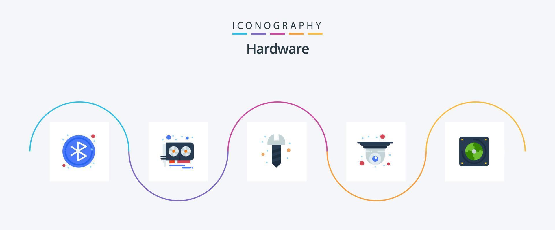 hardware plano 5 ícone pacote Incluindo fã. hardware. hardware. fã. segurança vetor