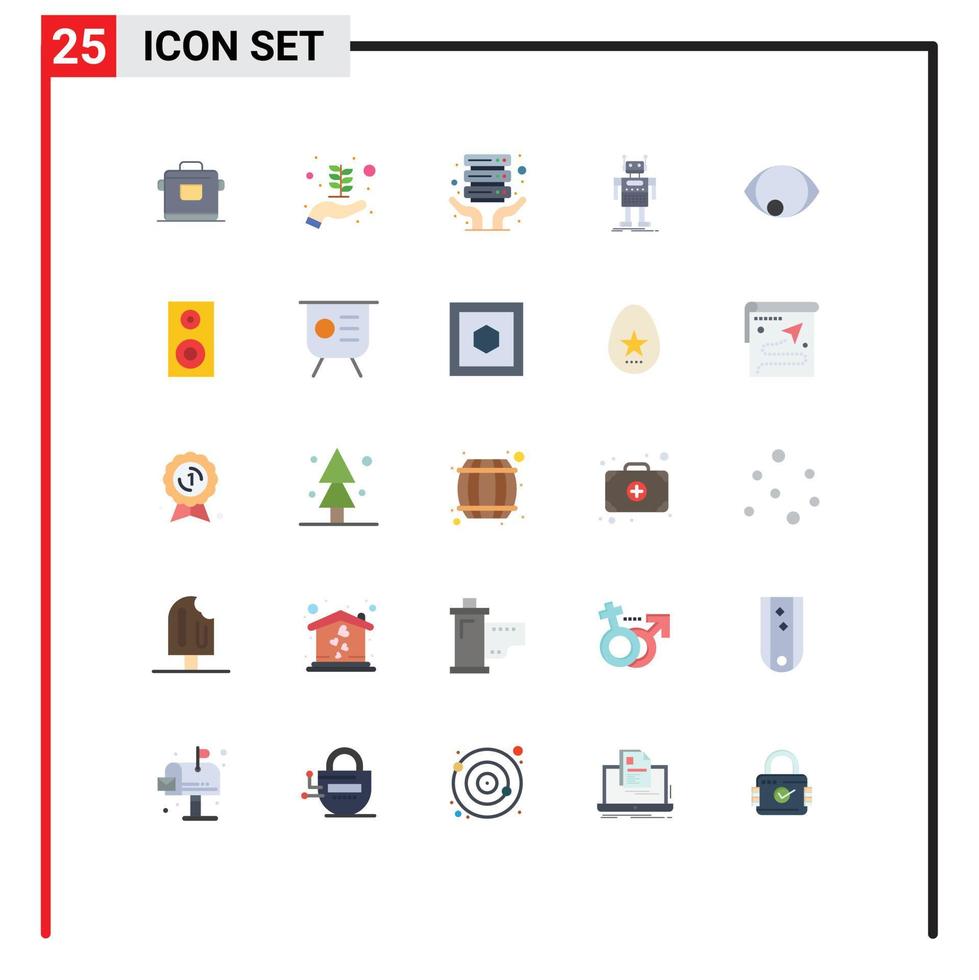 Móvel interface plano cor conjunto do 25 pictogramas do humano olho servidor hospedagem tecnologia artificial editável vetor Projeto elementos